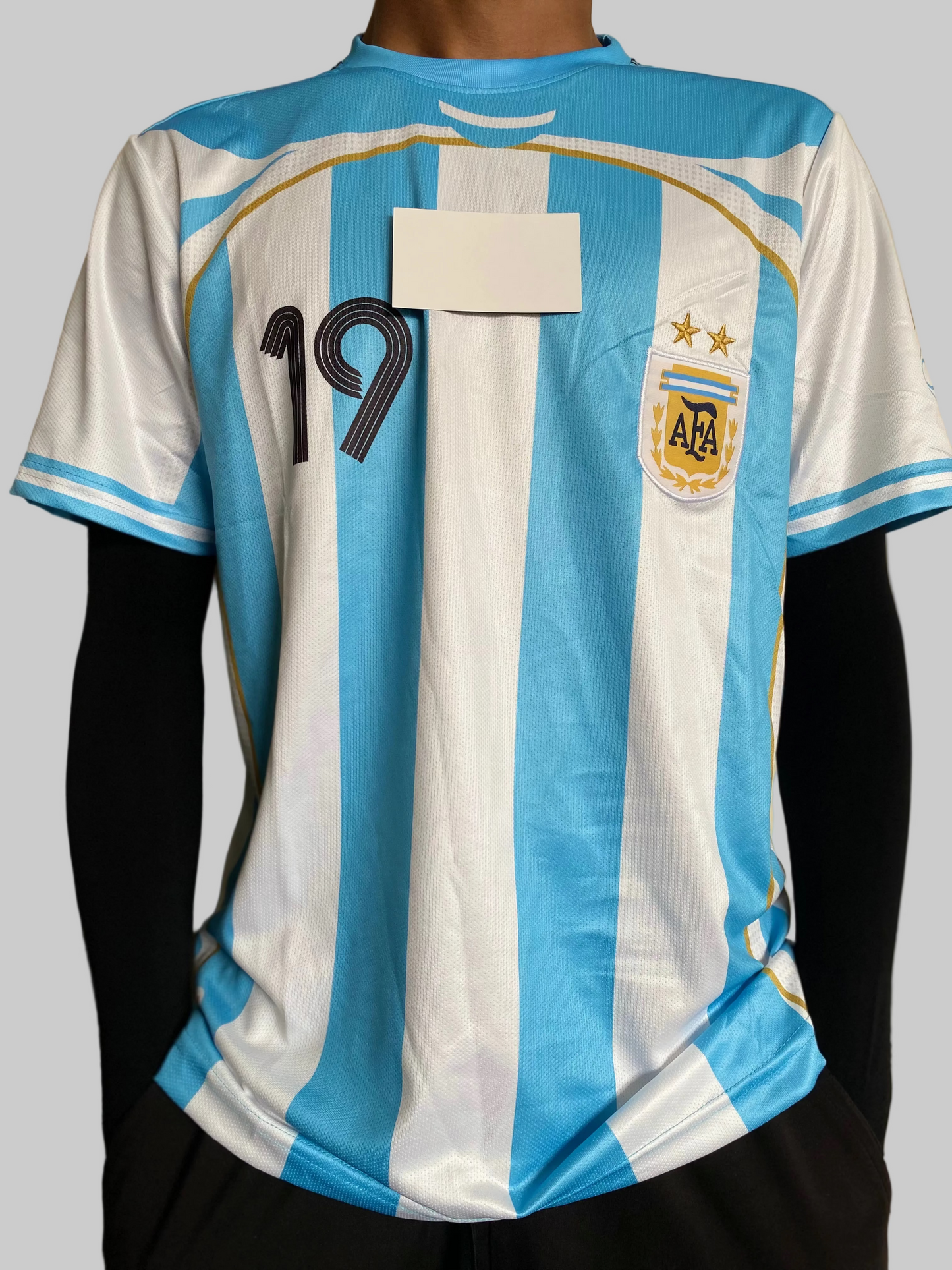ARGENTINA HOME RETRO KIT, MESSI #19 (Embroidery)